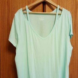 Lane Bryant Aqua Cold Shoulder Tee 26/28